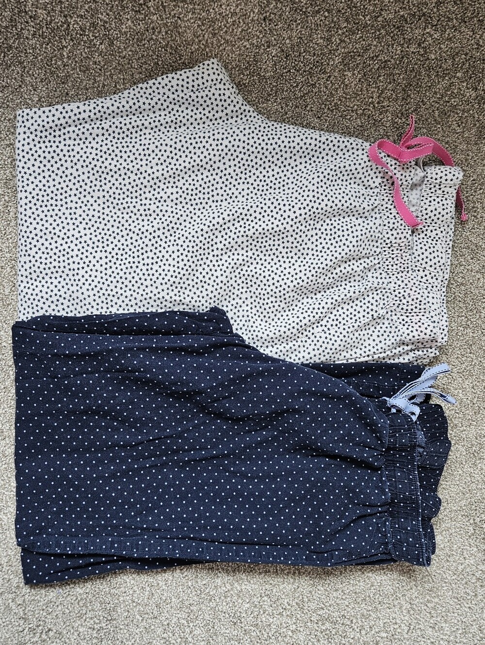 Two Pairs Old Navy PJ Pants Lightweight Woven Cotton Drawstring Navy White Large